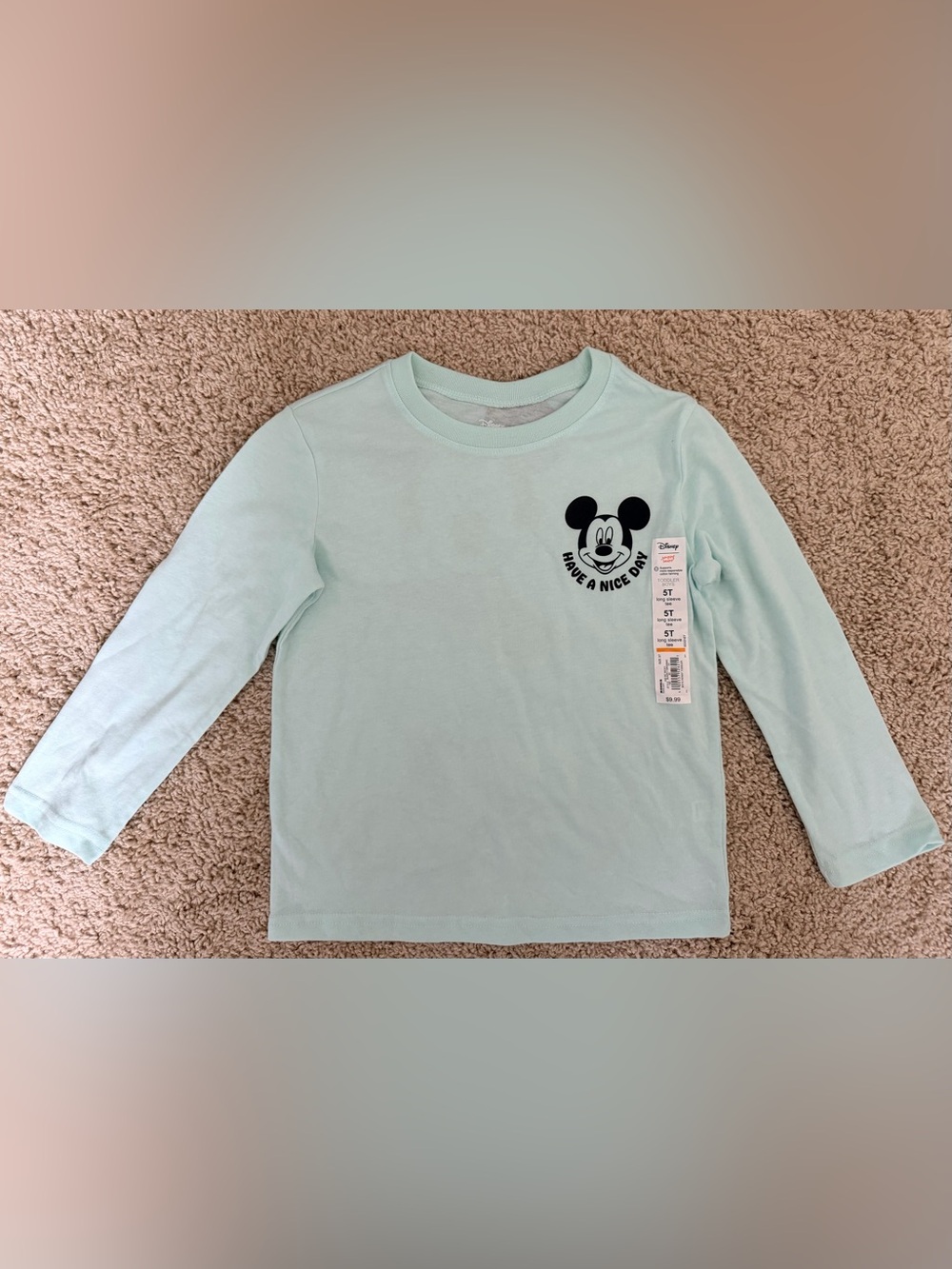 jumping beans Mint Green Long-Sleeve Tee with Mickey Graphic